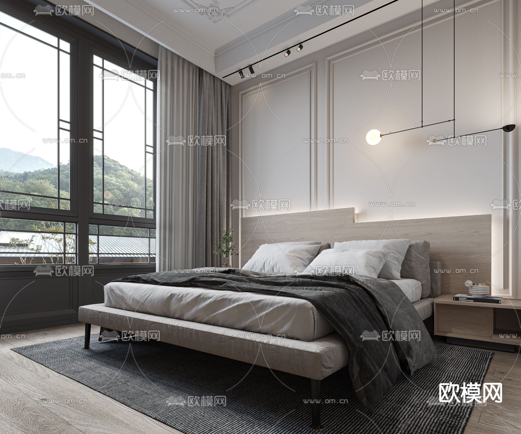 法式卧室主人房3d模型下载（渲染图2）