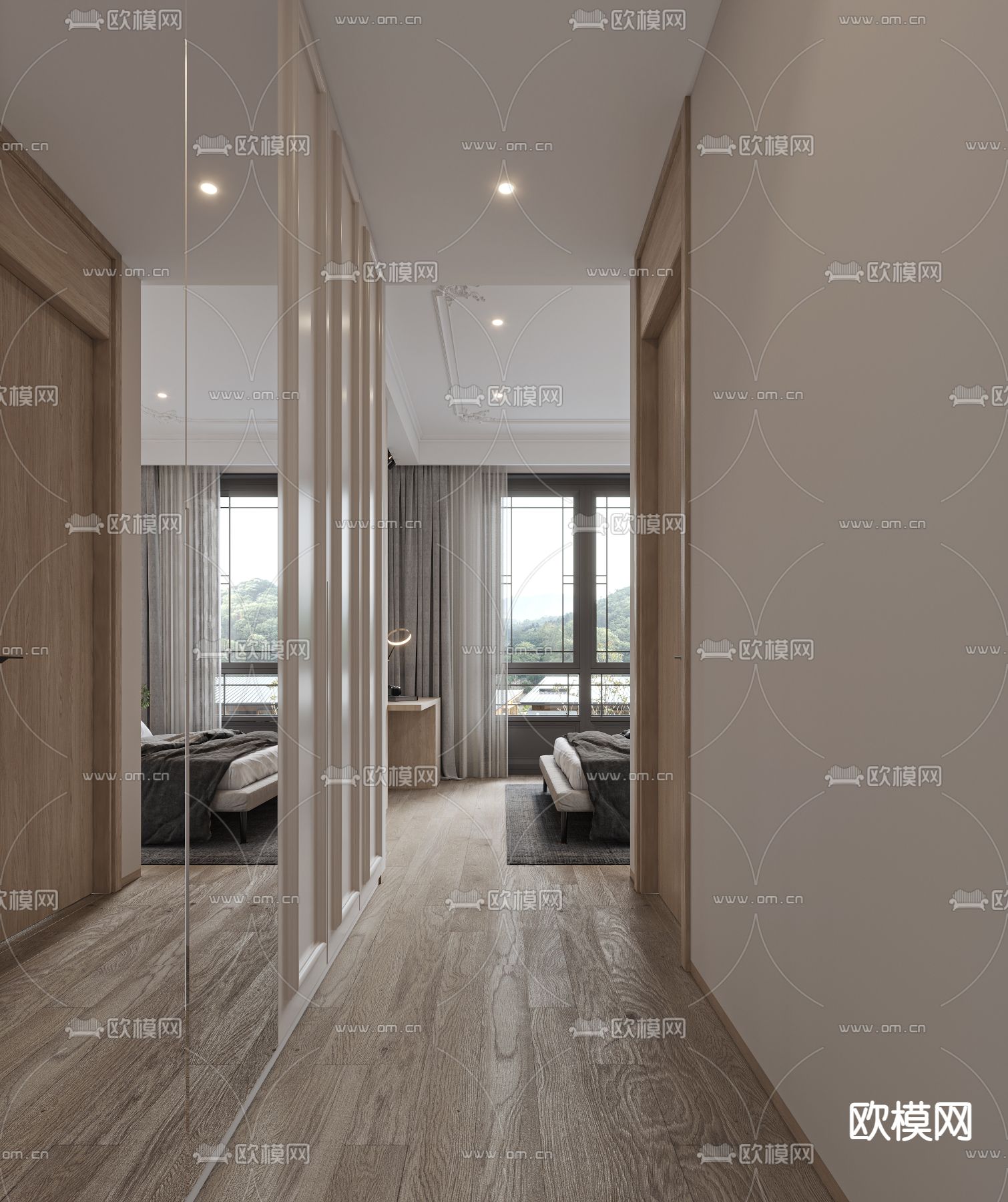 法式卧室主人房3d模型下载（渲染图3）