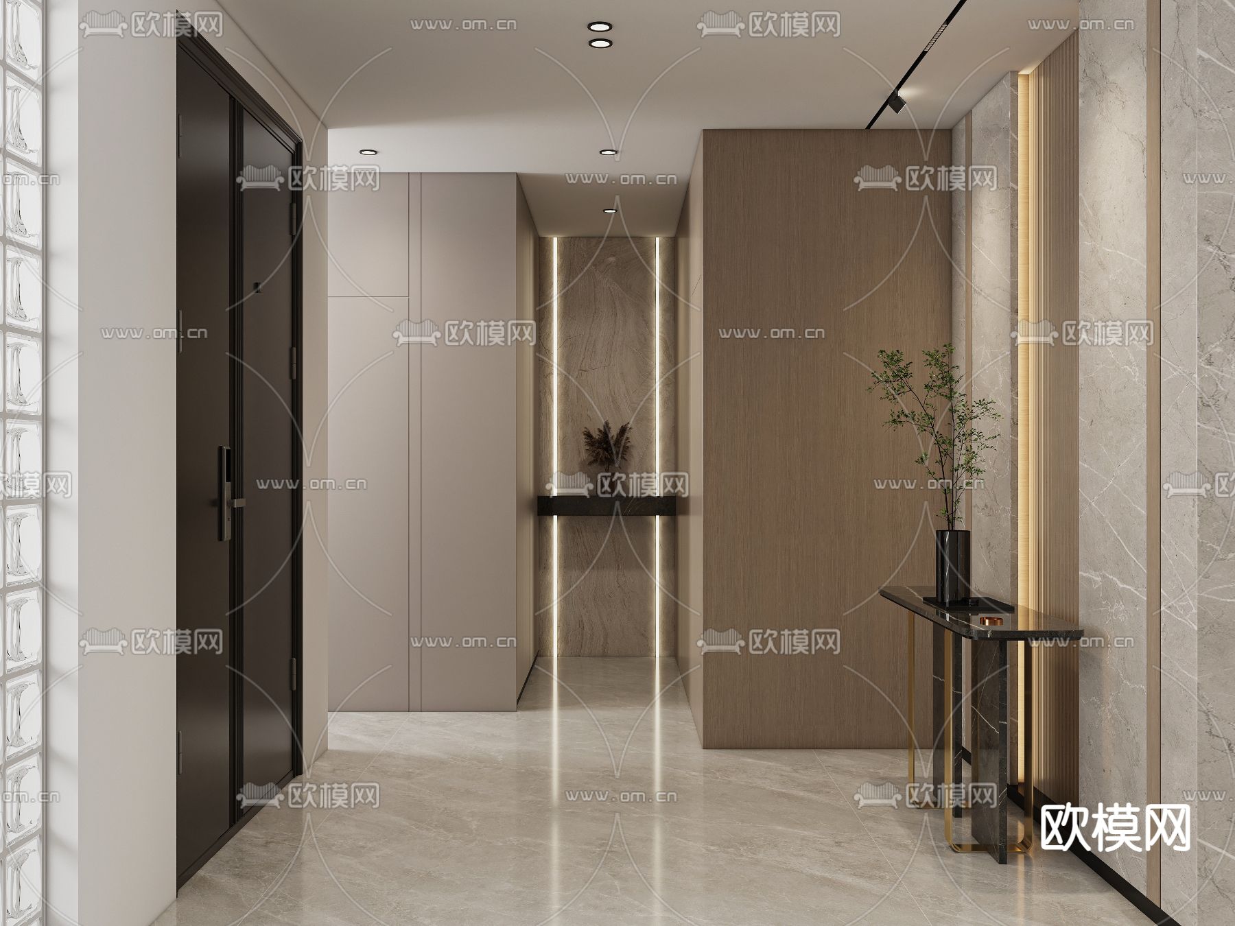 现代高级灰复式别墅大堂3d模型下载（渲染图6）