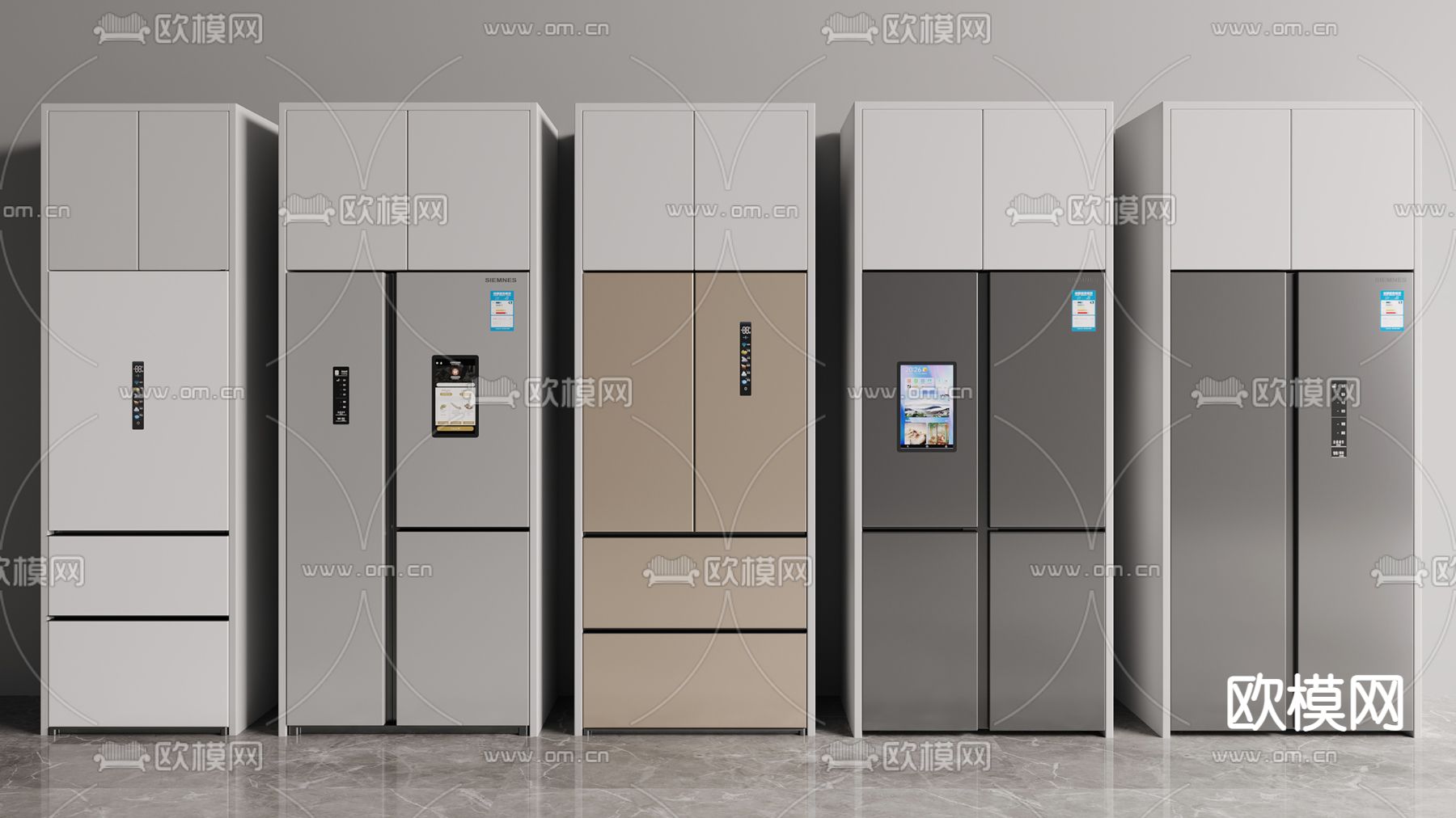 智能双开门冰箱3d模型下载