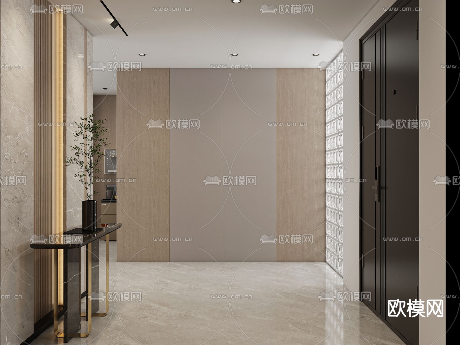 现代高级灰复式别墅大堂3d模型下载（渲染图5）