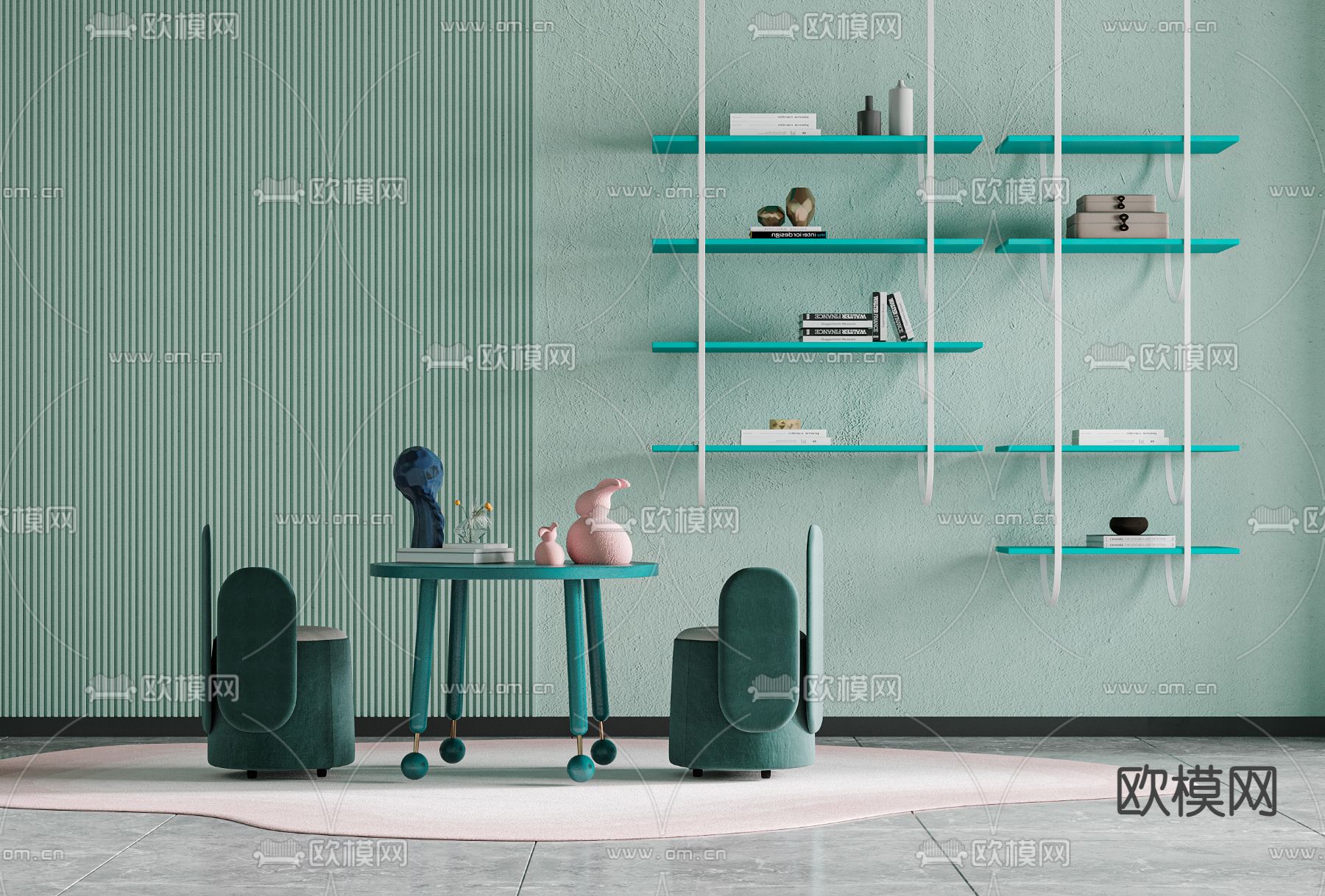 现代简约休闲桌椅3d模型下载