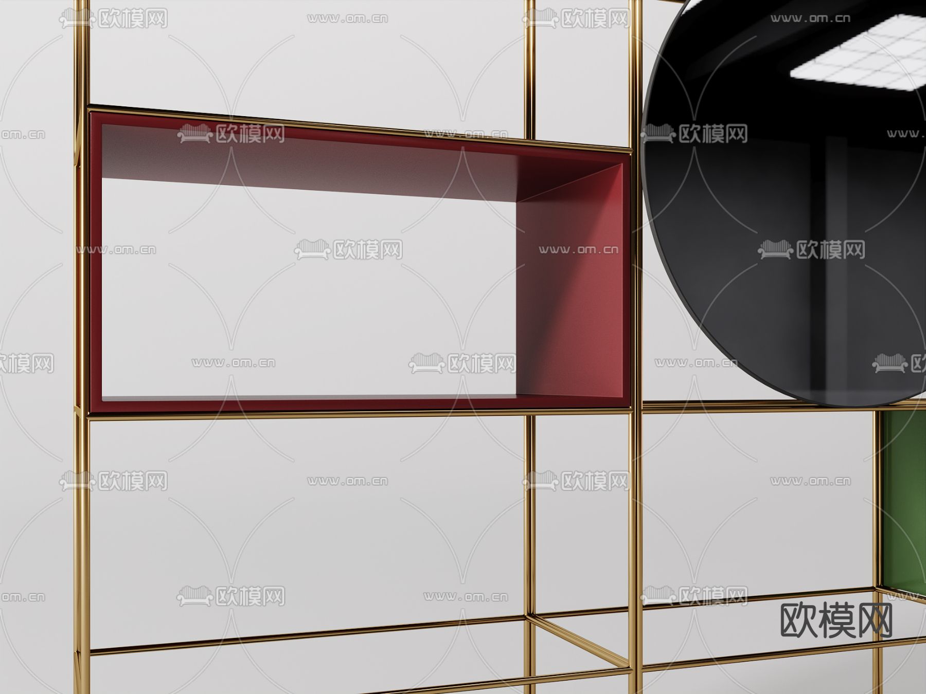 现代轻奢置物架装饰柜3d模型下载（渲染图3）