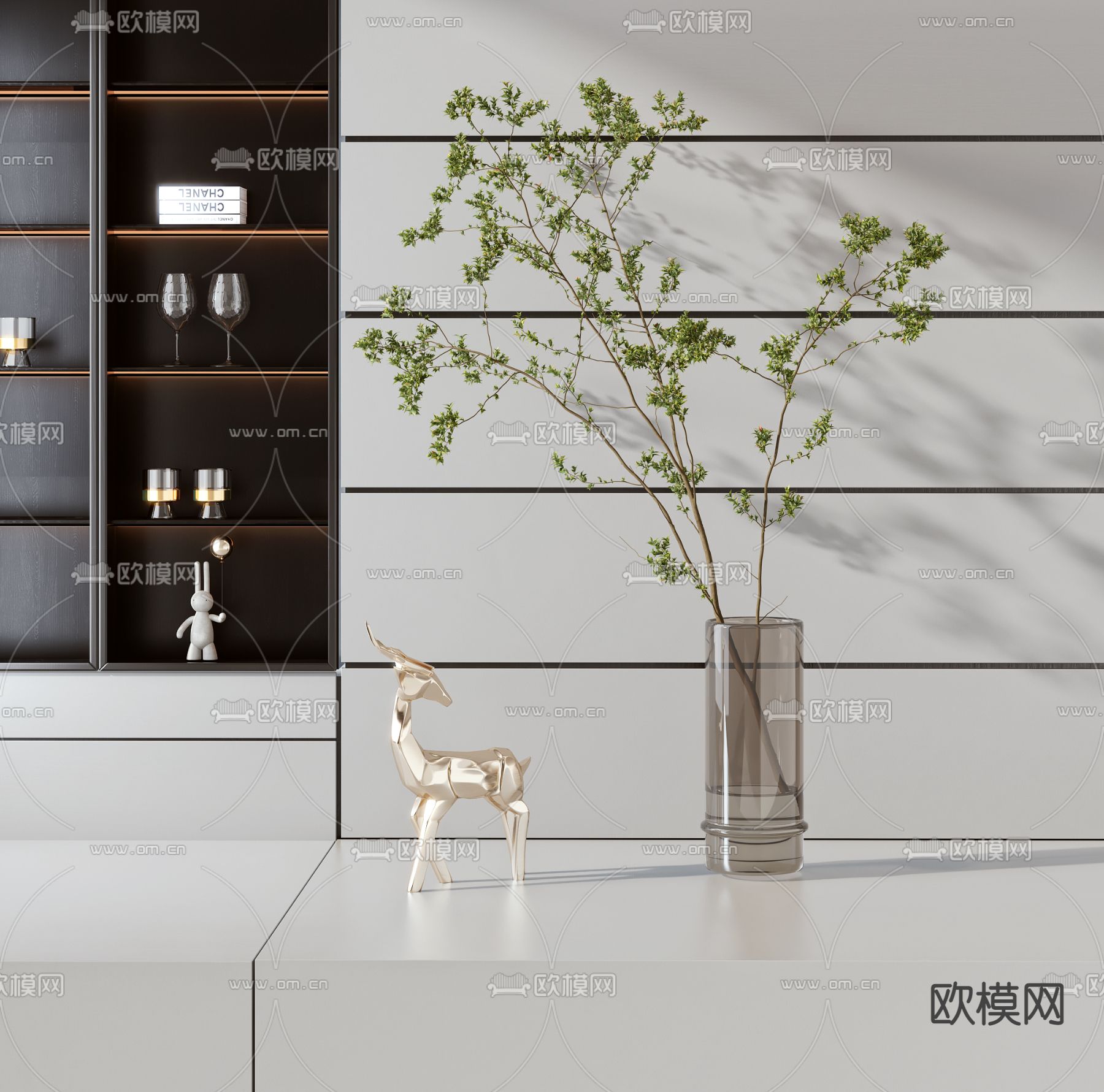 现代水培绿植花瓶3d模型下载