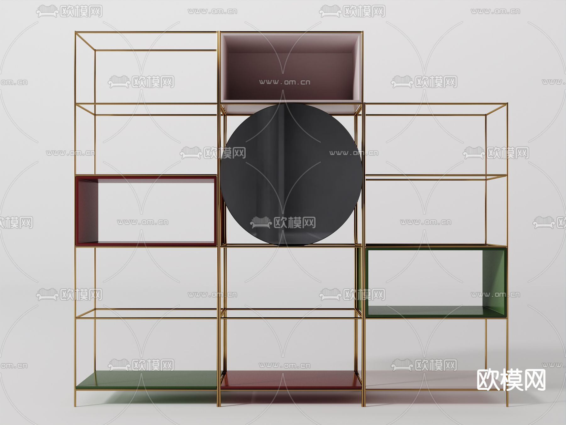 现代轻奢置物架装饰柜3d模型下载（渲染图1）