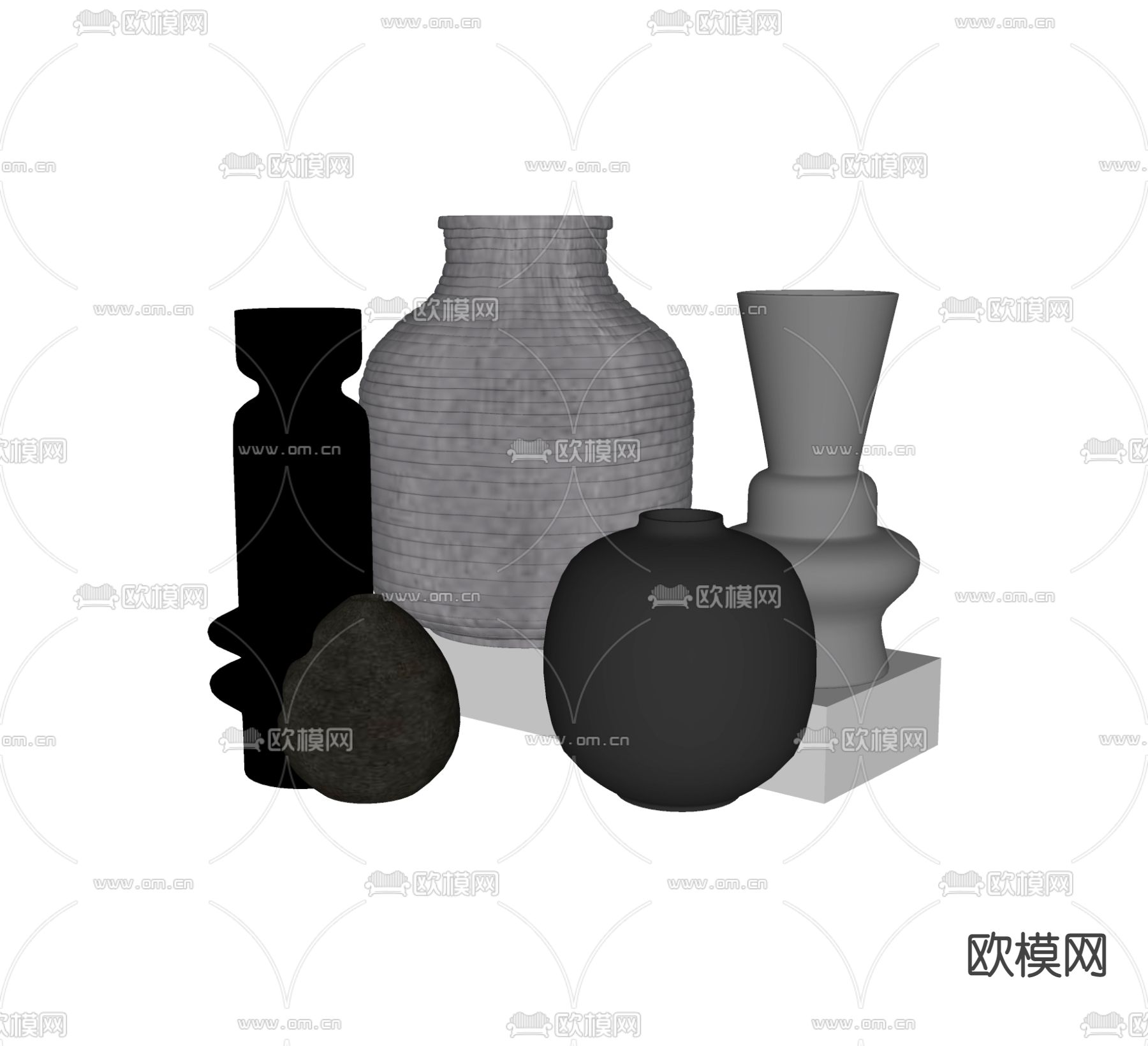 侘寂风陶瓷瓶罐su模型