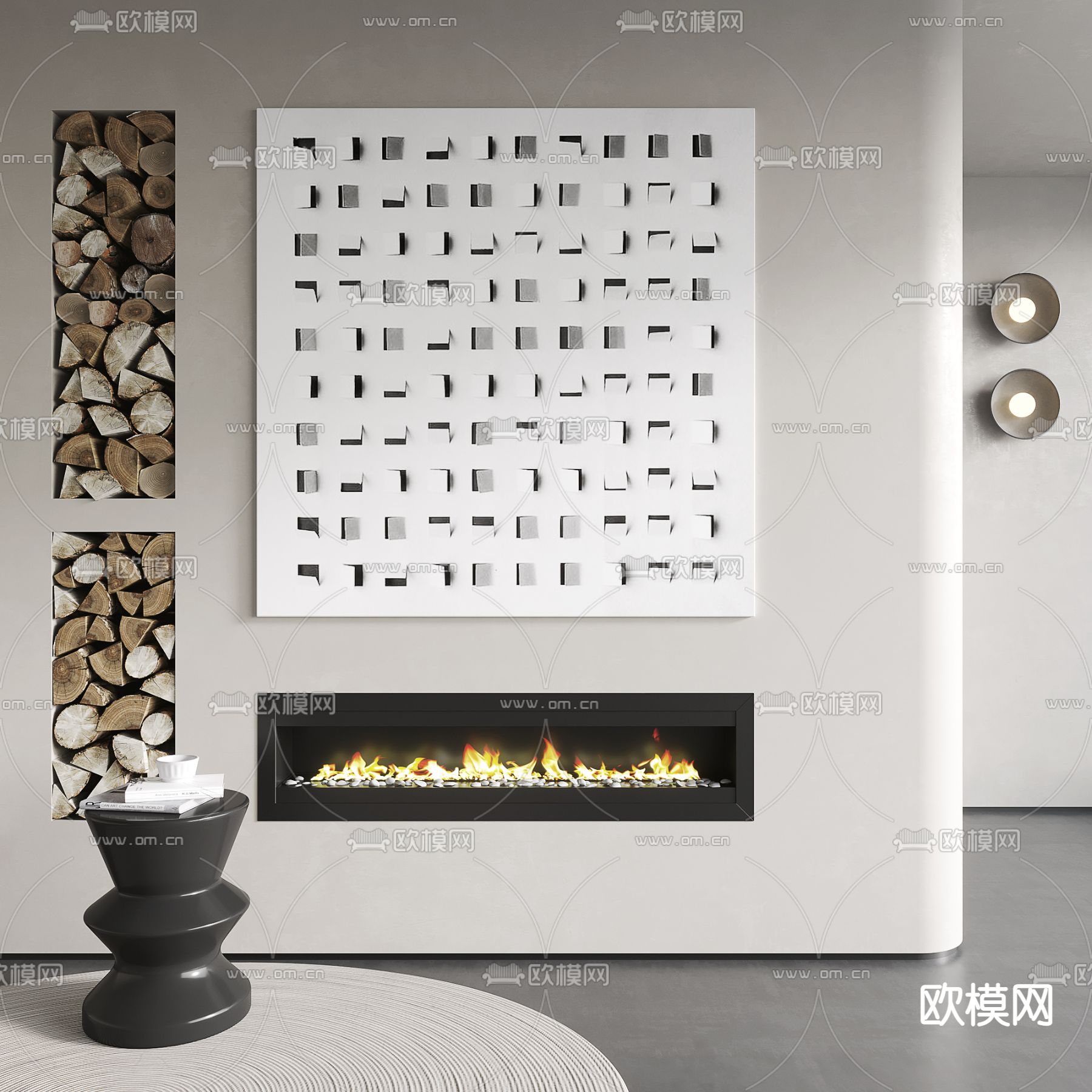 侘寂风装饰画挂画su模型