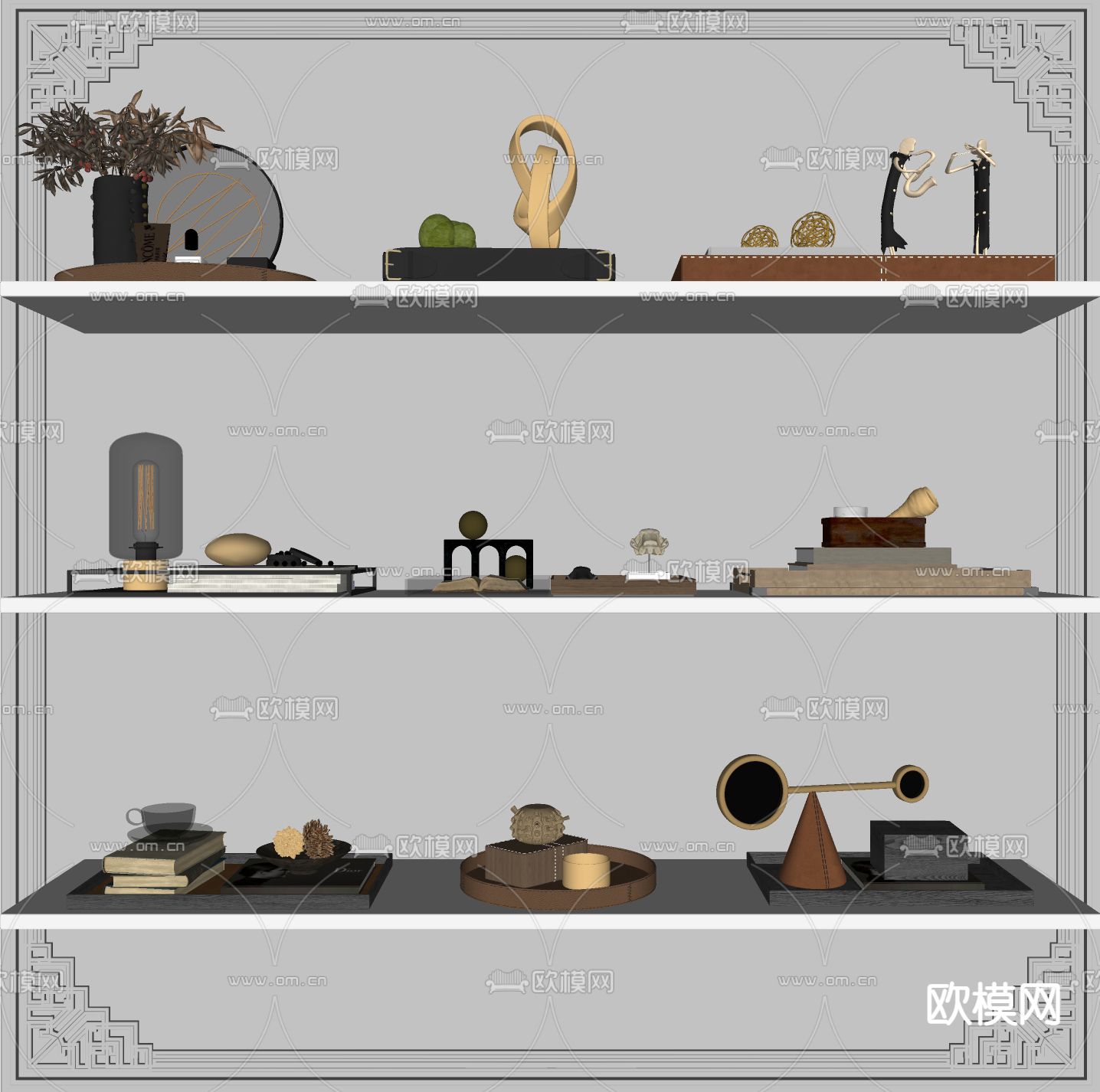 现代饰品摆件su模型