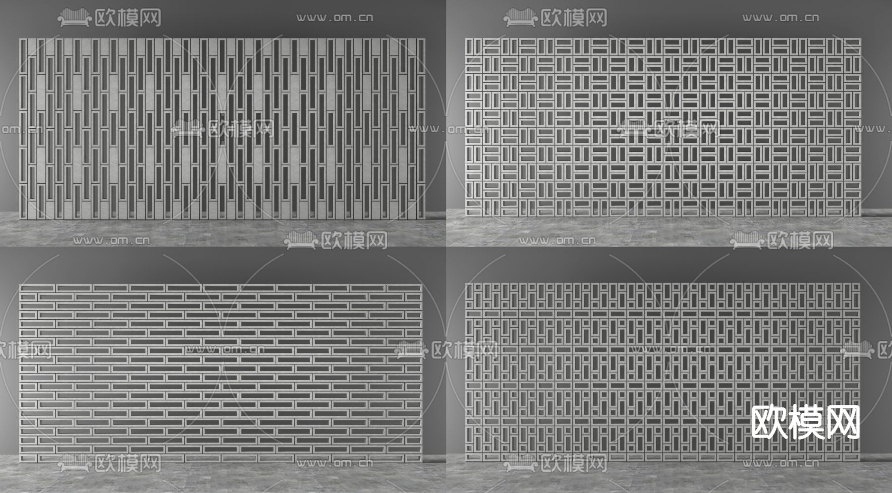 侘寂风水泥空心砖3d模型下载（渲染图1）