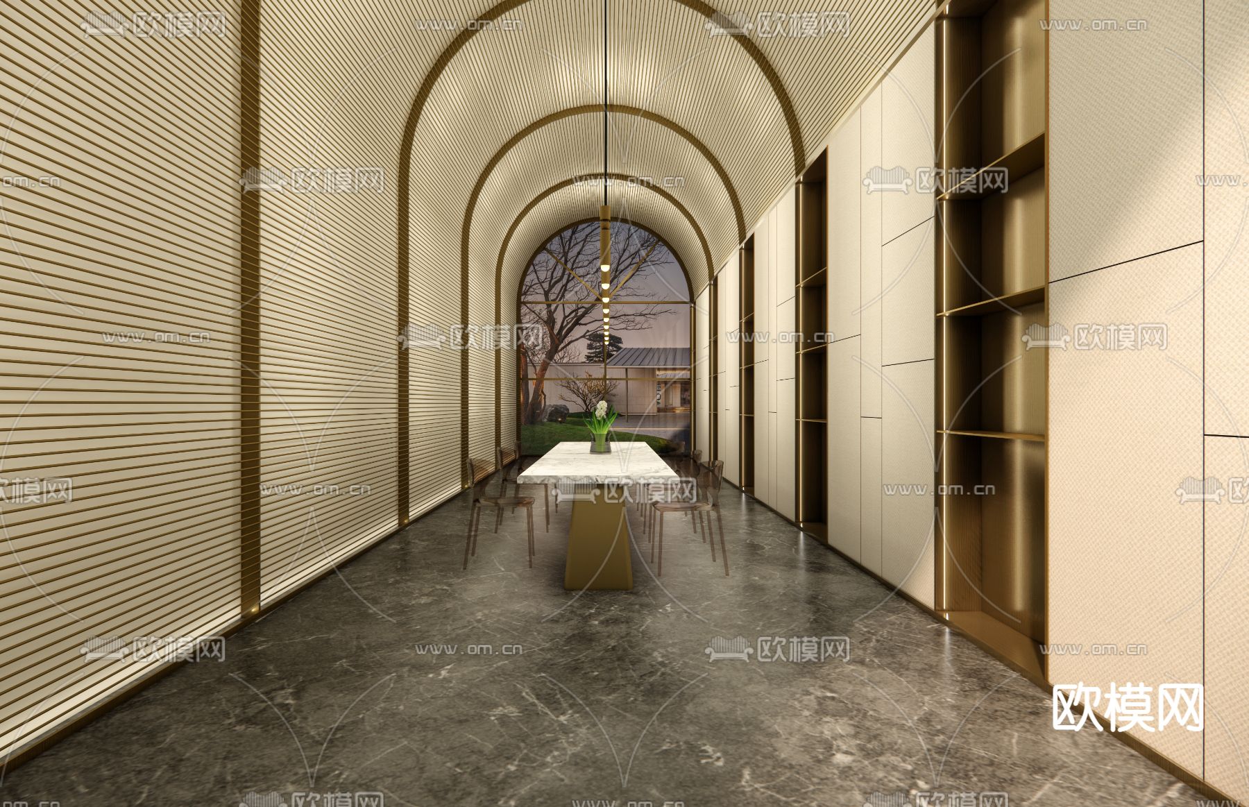 现代别墅书房su模型下载（渲染图1）