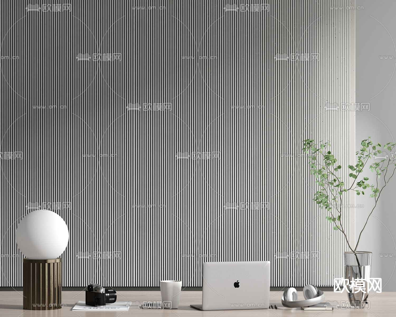 现代笔记本电脑办公用品3d模型下载