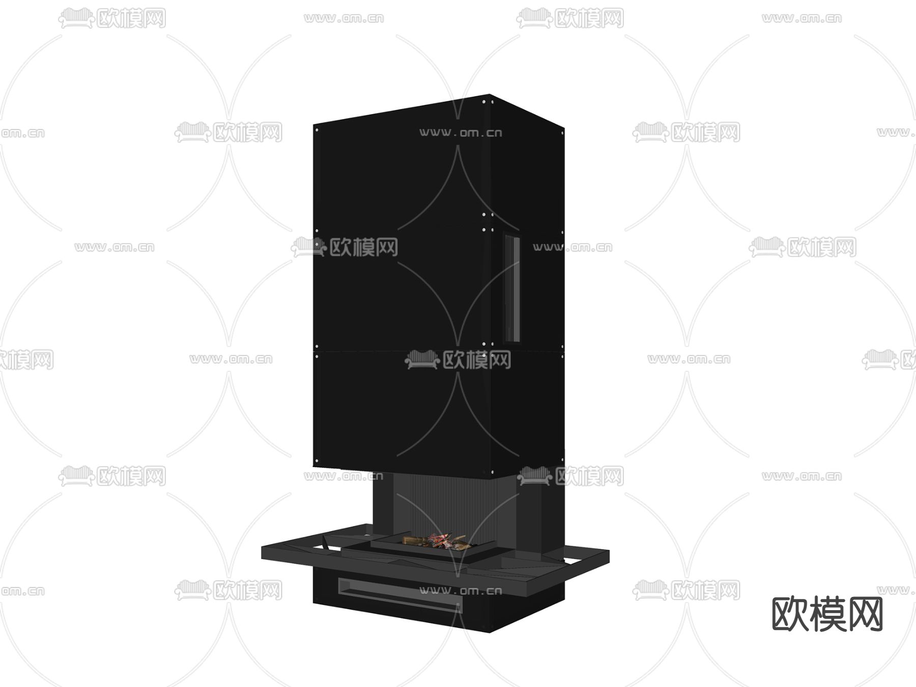 现代壁炉su模型下载（渲染图2）