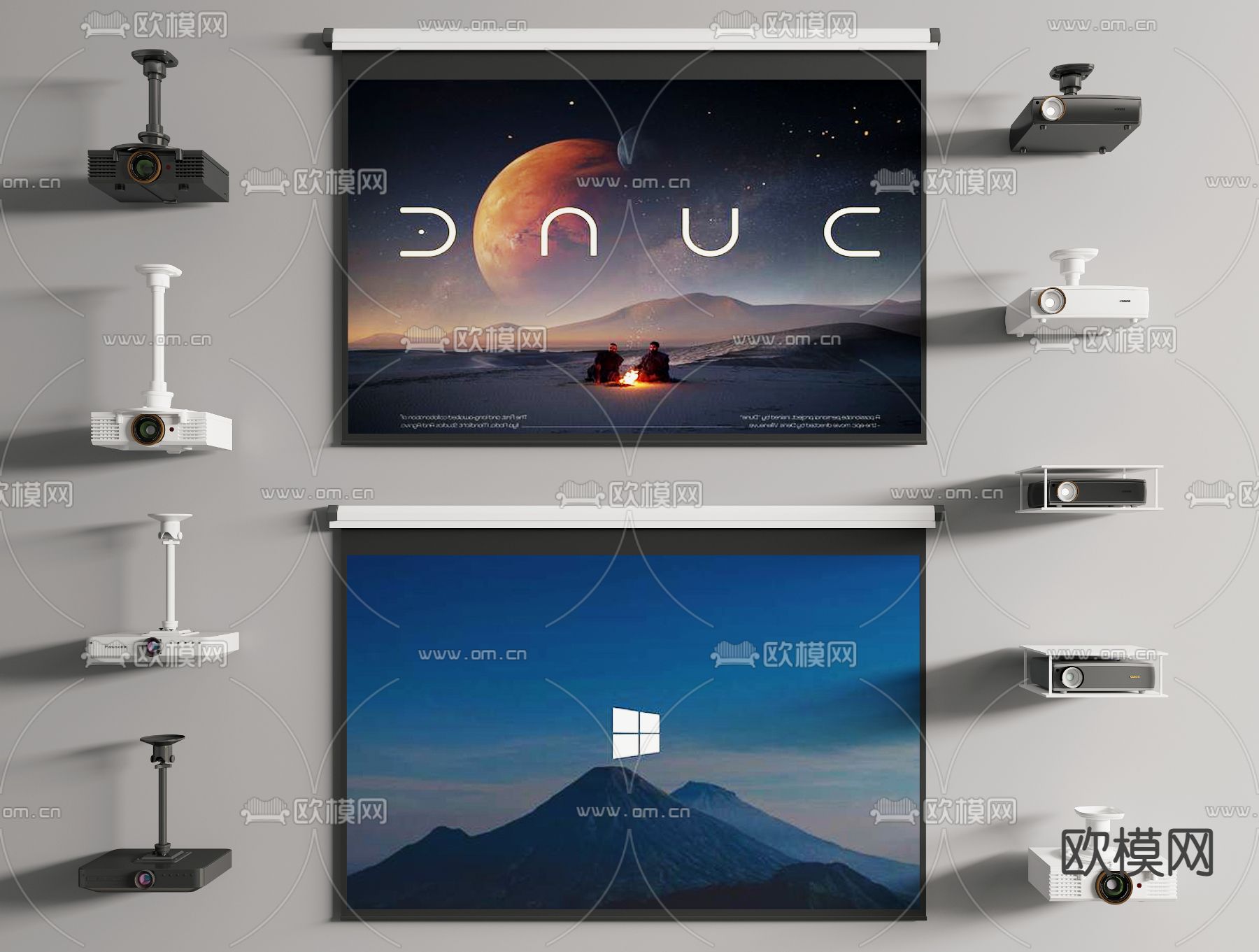 现代投影仪幕布su模型下载