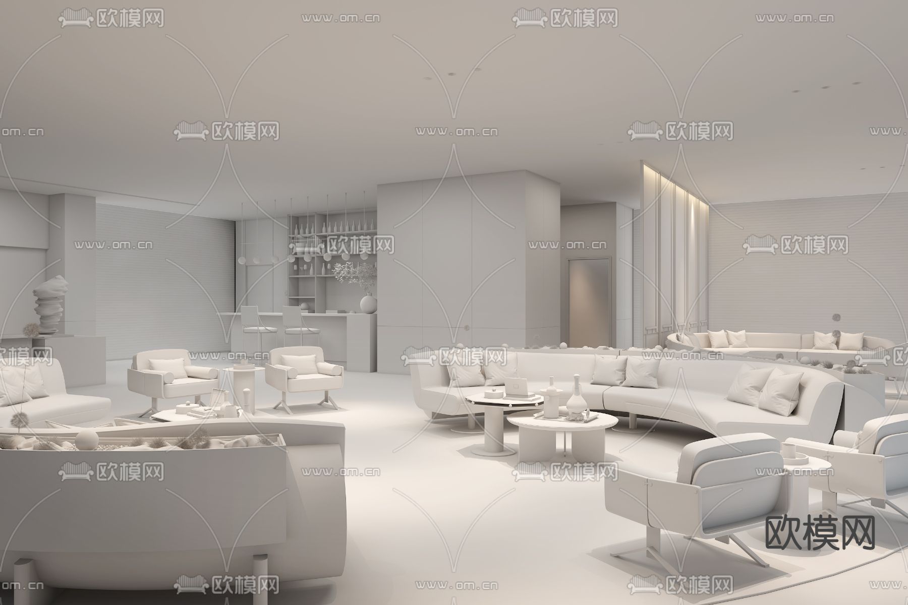 匠著设计 西安碧桂园高新云墅会所3d模型下载（渲染图2）