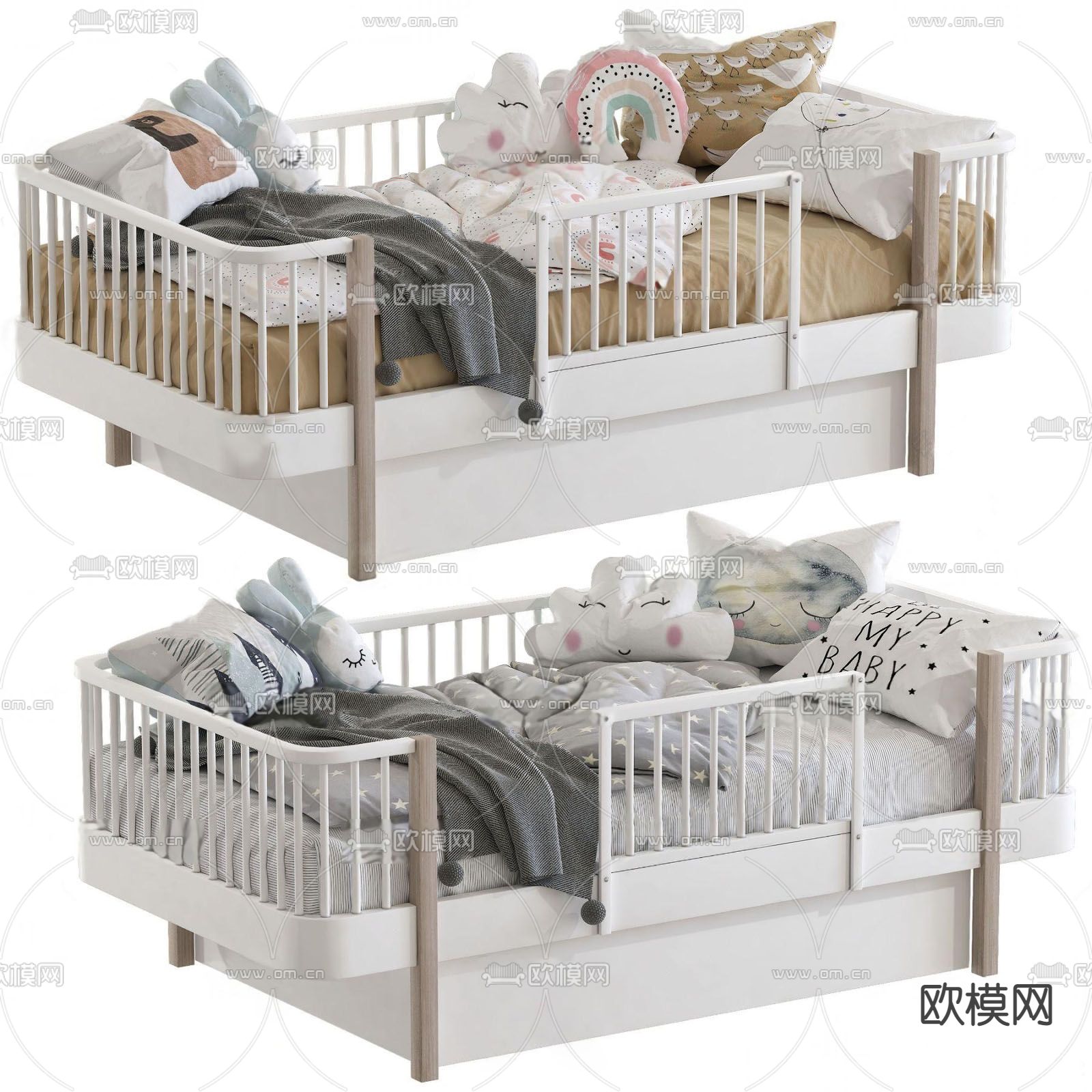 现代婴儿床su模型下载（渲染图1）