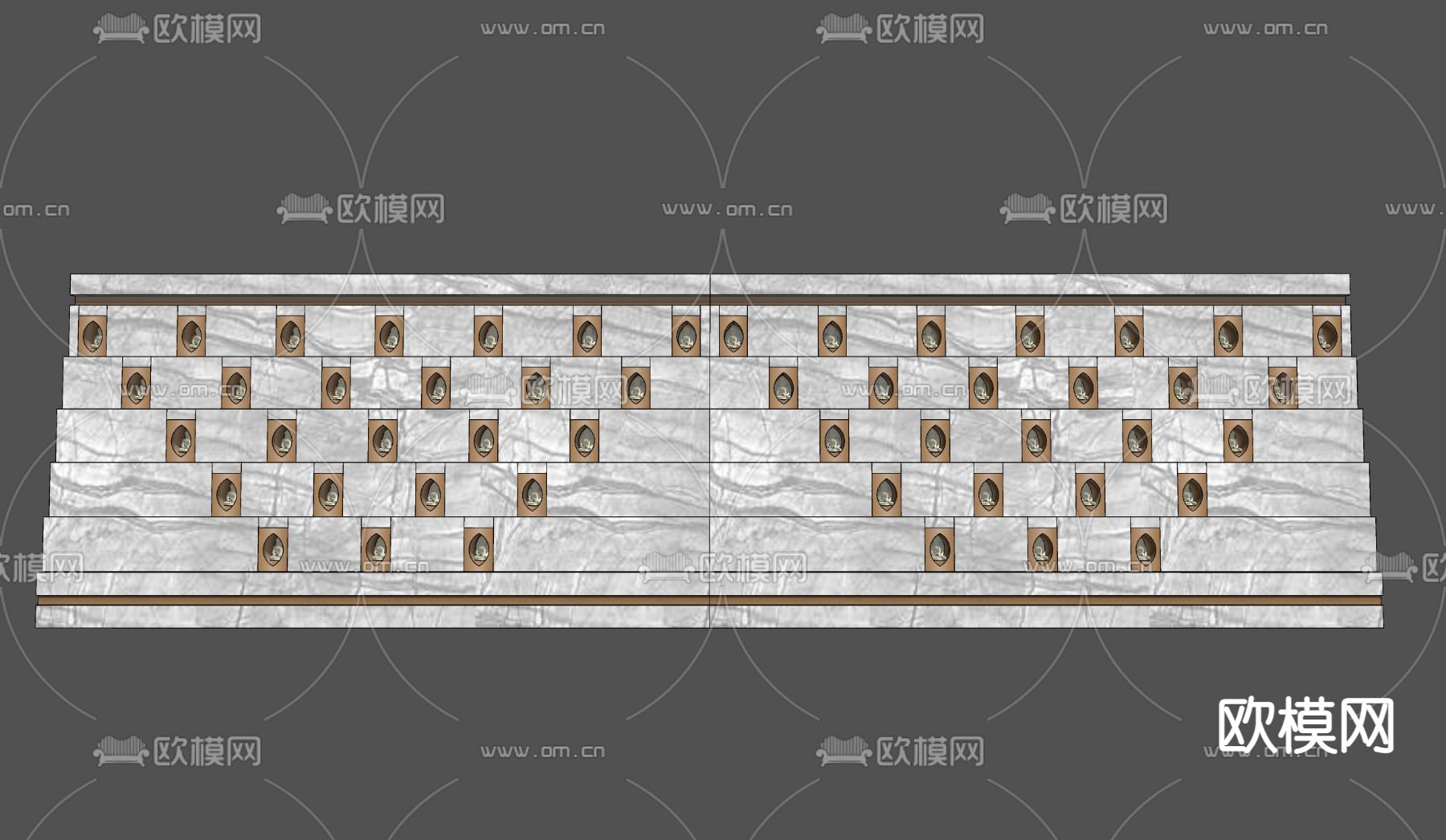 中式万佛佛龛景墙su模型