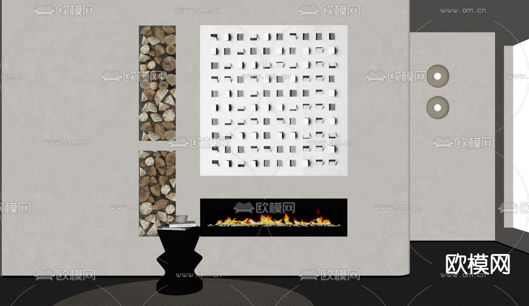 侘寂风装饰画挂画su模型