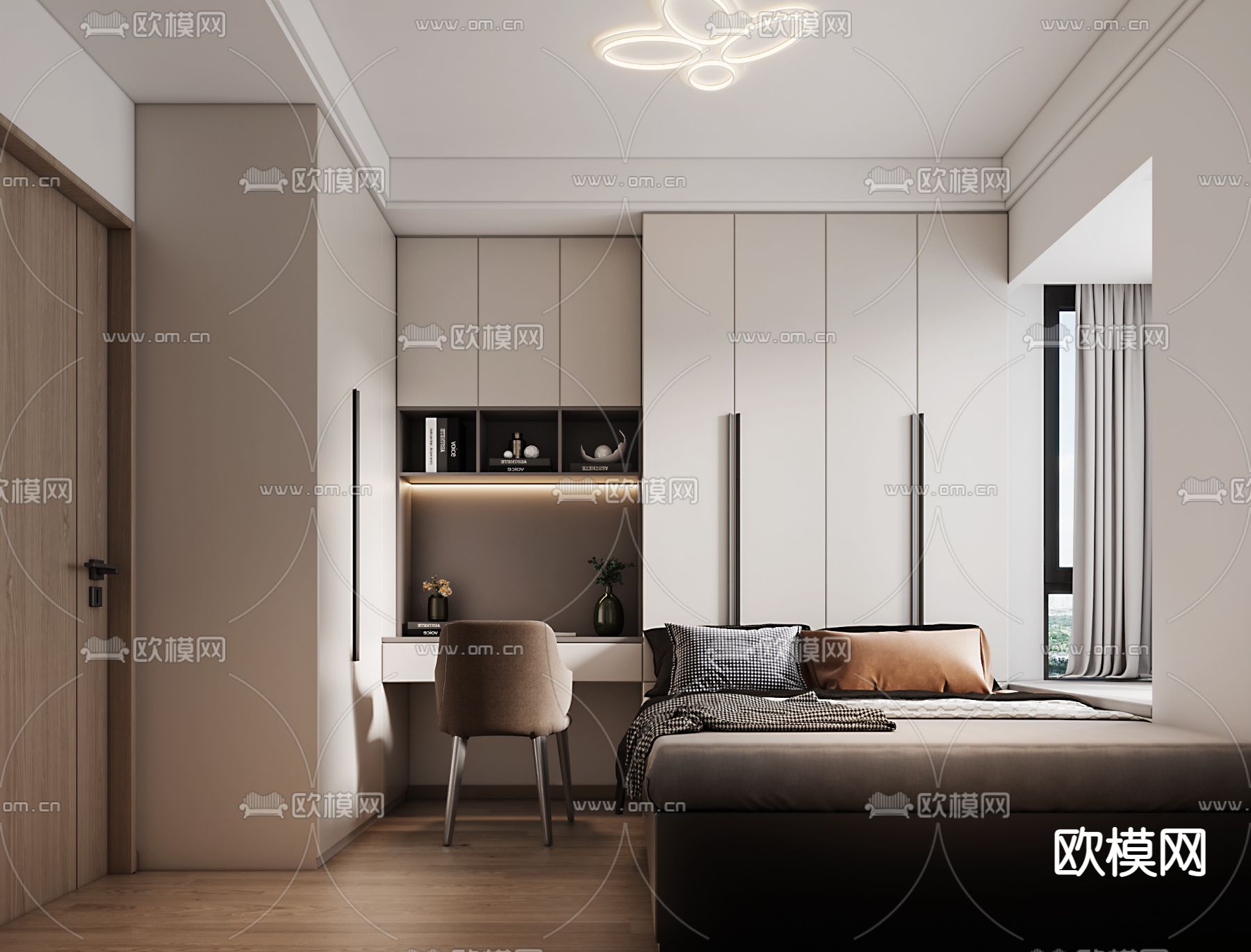 现代榻榻米卧室3d模型下载