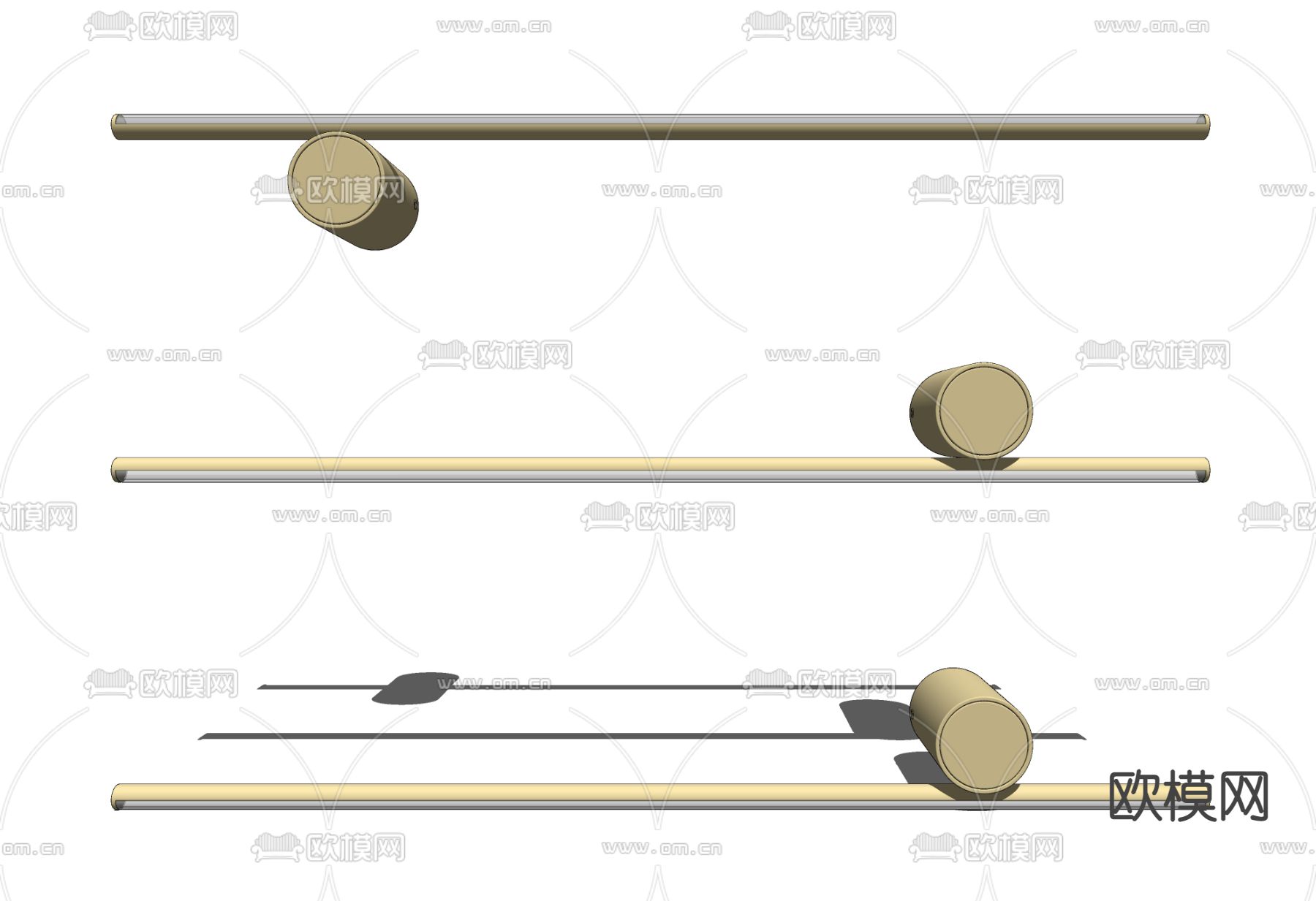 现代金属极简壁灯su模型下载（渲染图2）