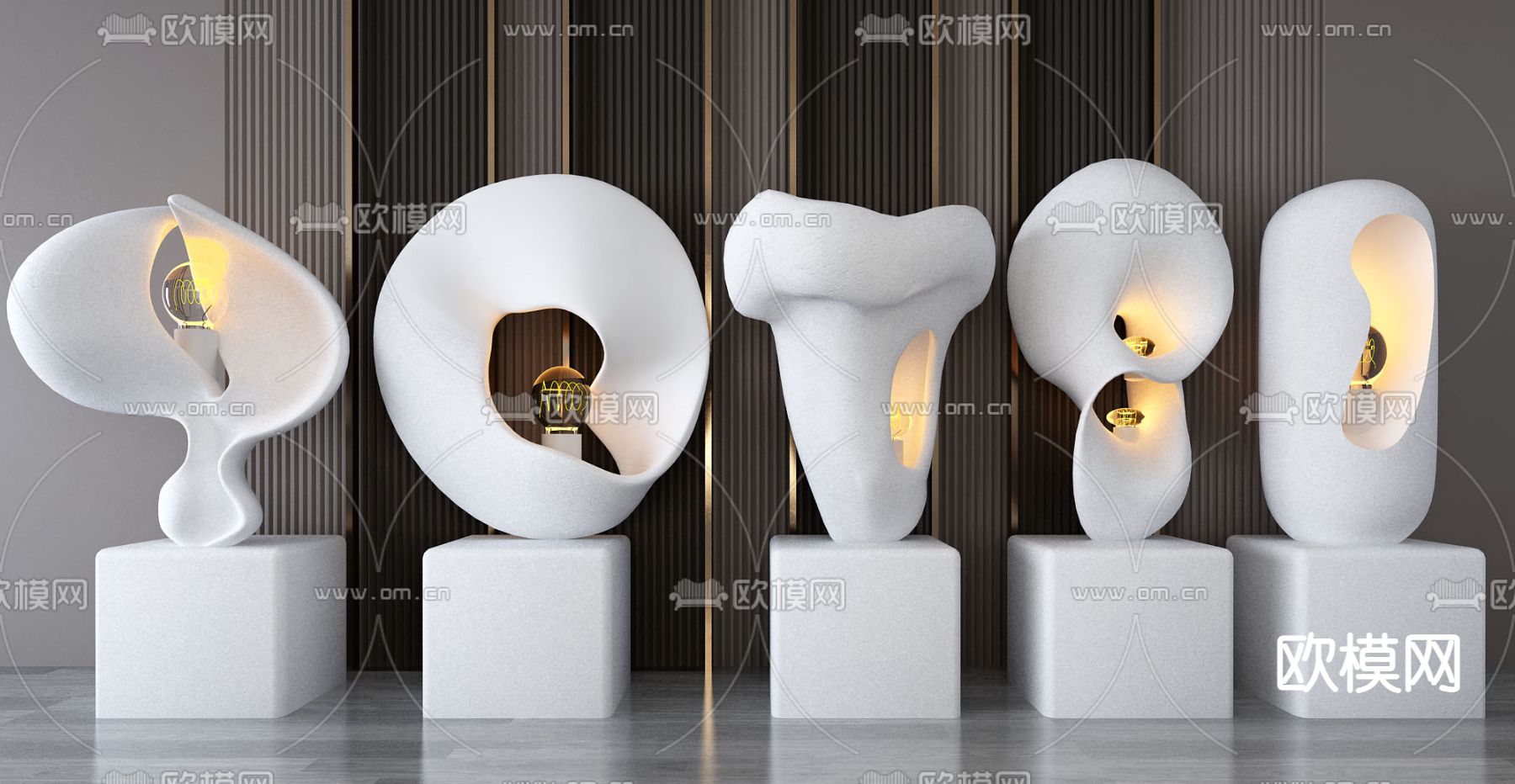 现代奶油风艺术落地灯3d模型下载