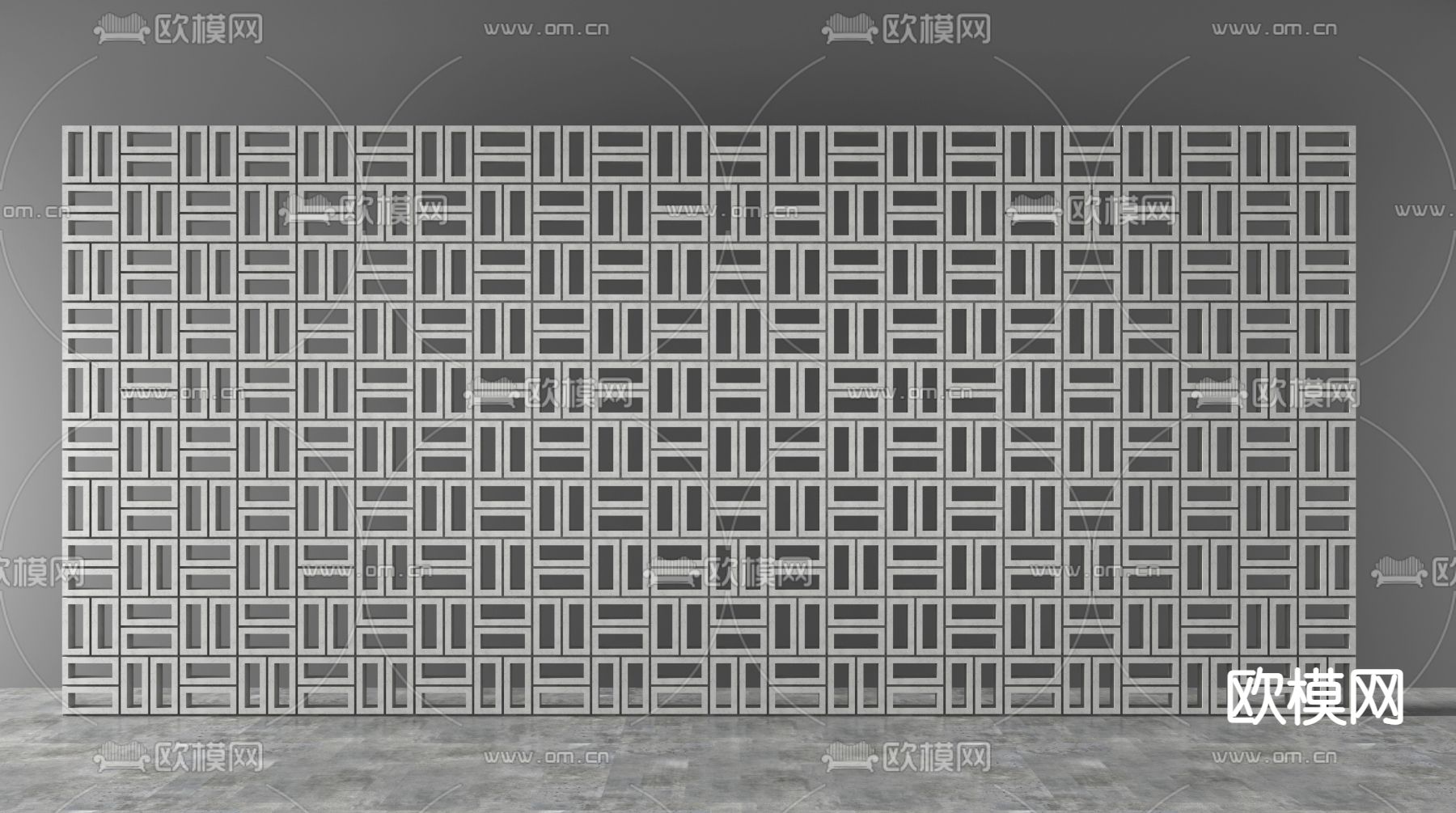 侘寂风水泥空心砖3d模型下载（渲染图2）