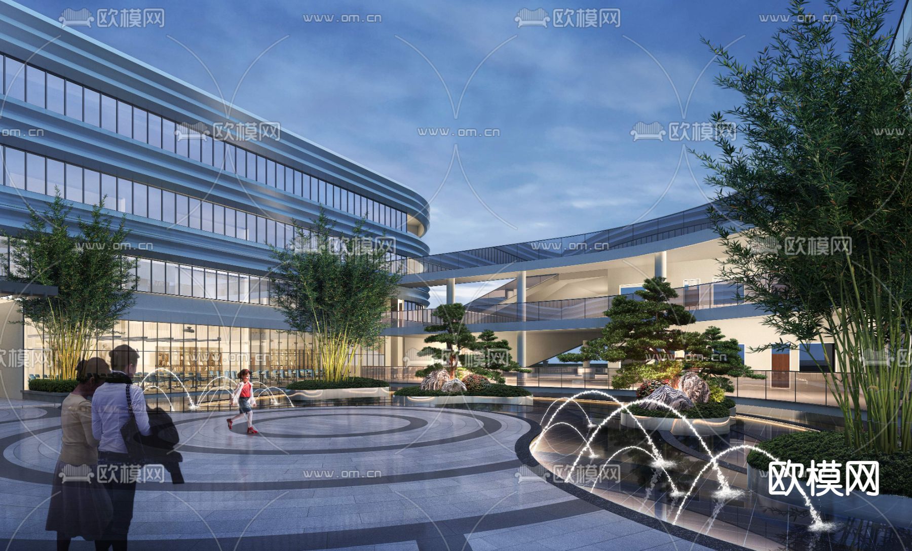 现代办公楼公园外观景观psd下载_ID12057573_3dmax免费模型-欧模网