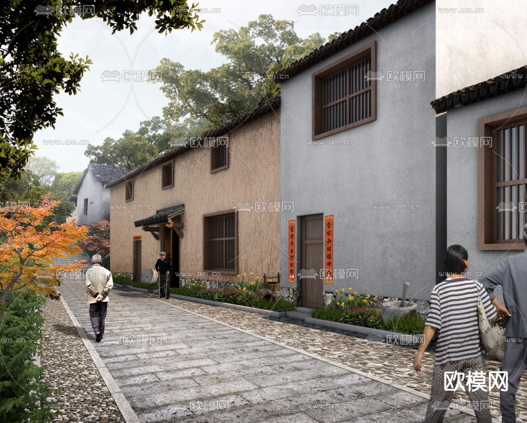 中式道路园林景观psd下载