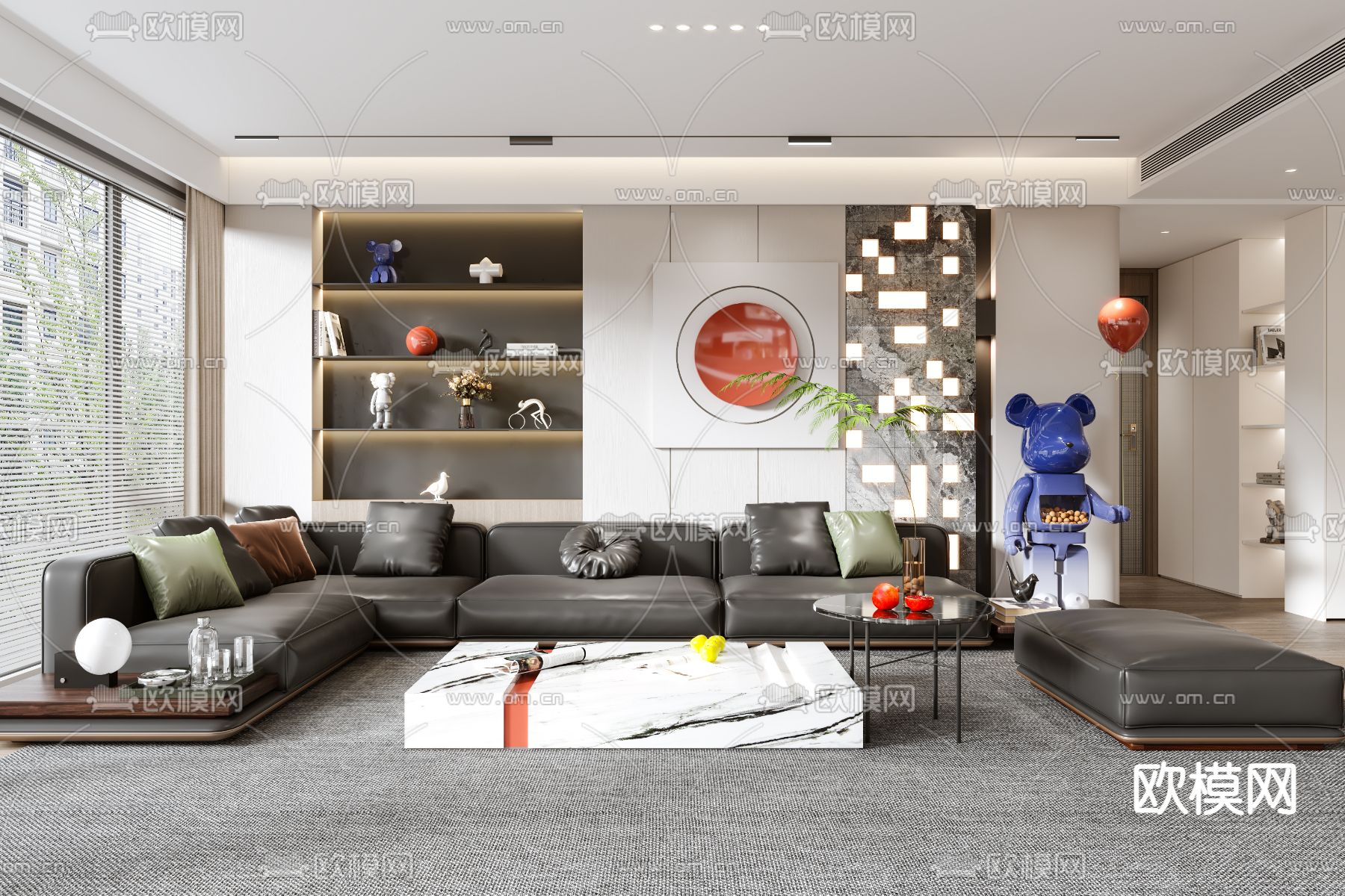 现代高级灰客厅3d模型下载