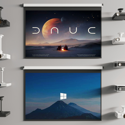  现代投影仪幕布su模型 