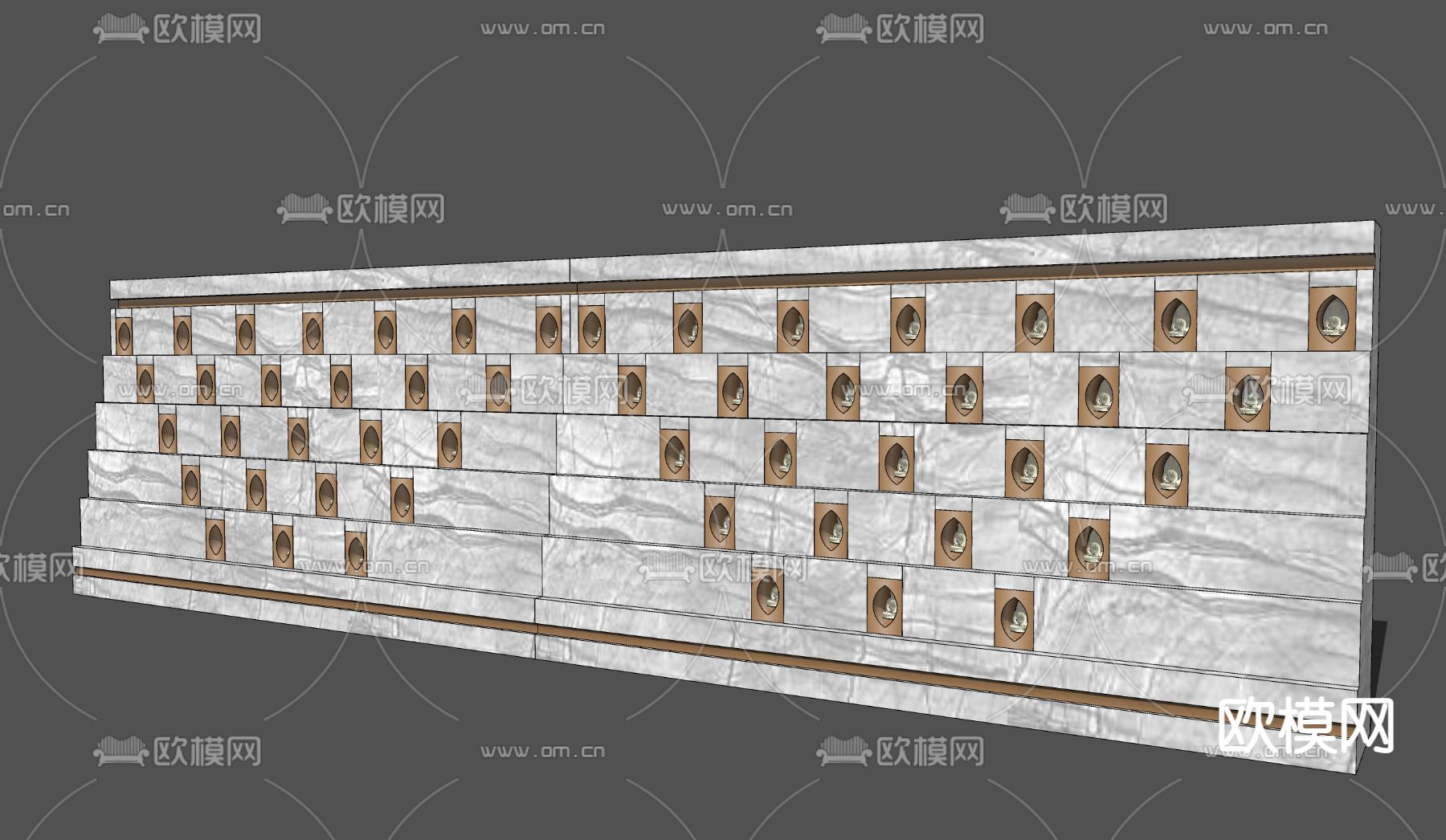 中式万佛佛龛景墙su模型