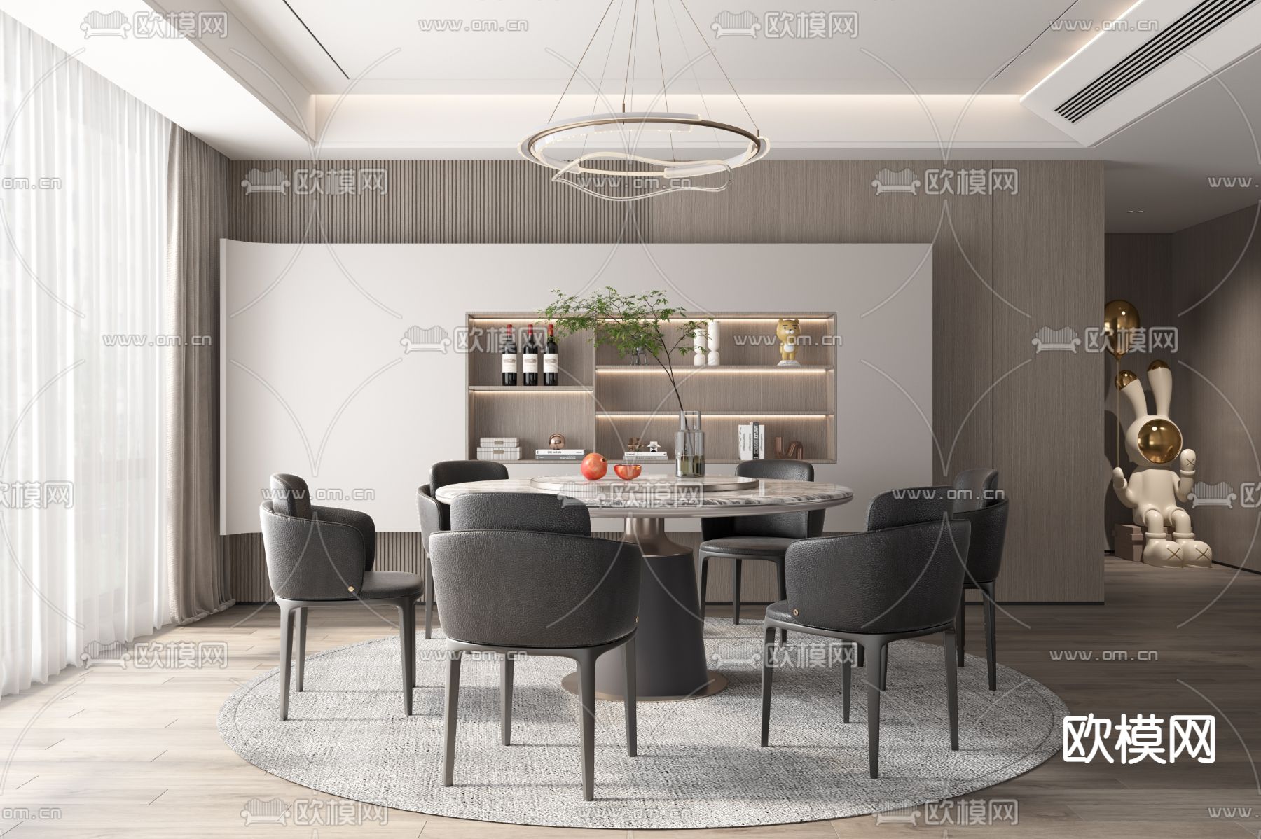 现代餐厅3d模型下载_ID12058939_3dmax免费模型-欧模网