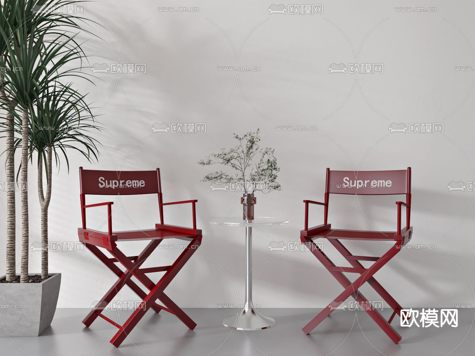 工业风红色铁艺休闲椅3d模型下载