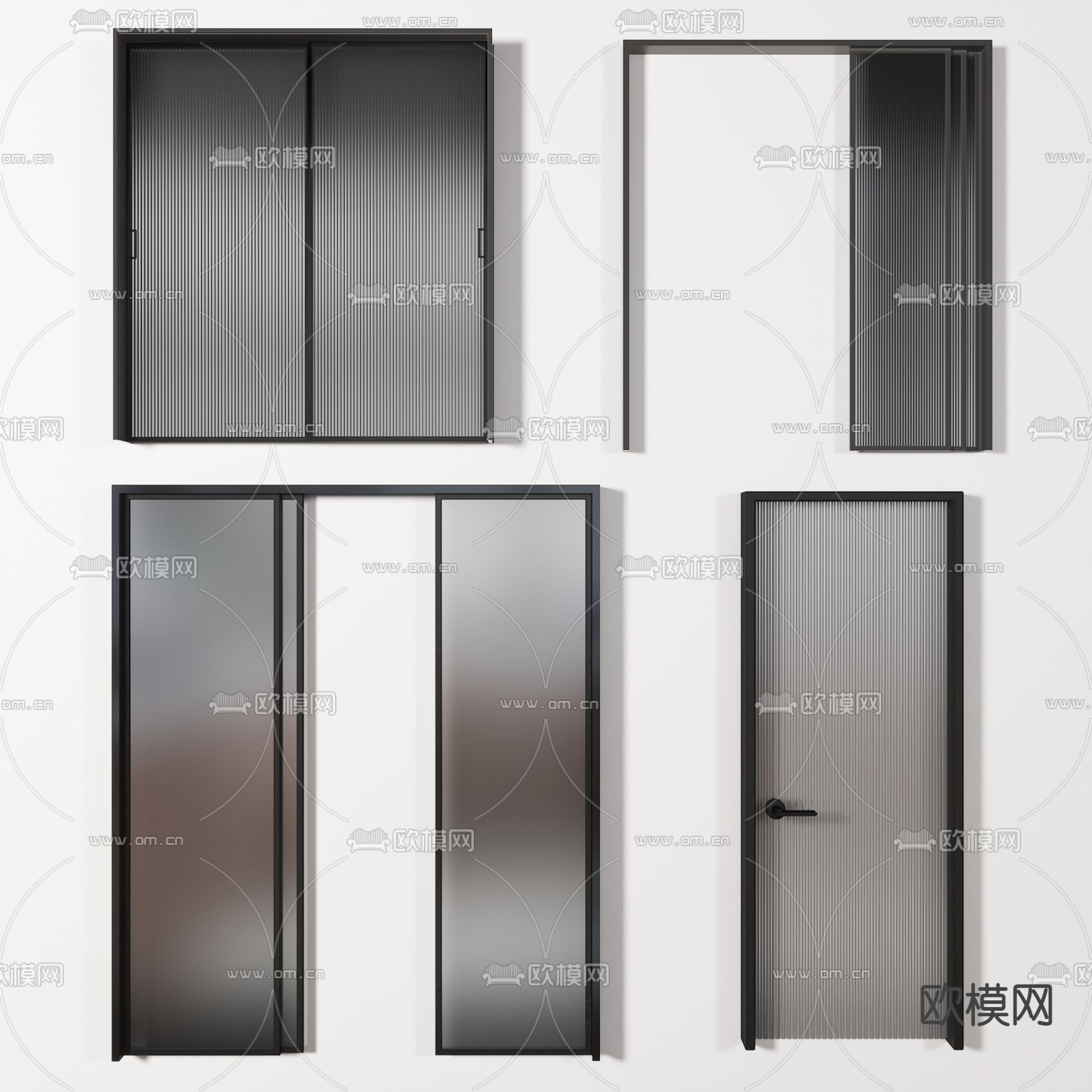 现代长虹玻璃推拉门3d模型