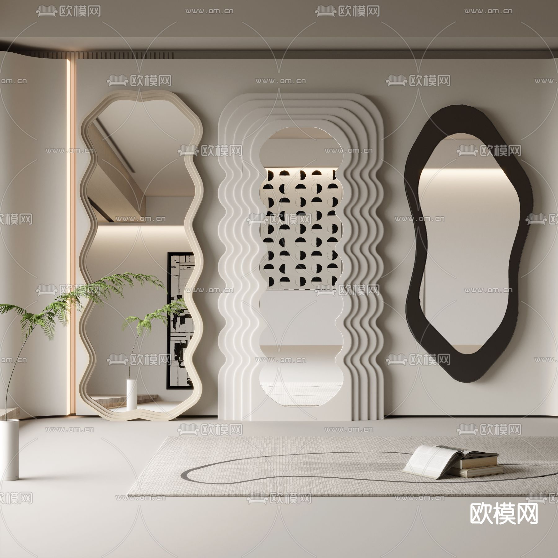 侘寂风异形全身镜3d模型下载