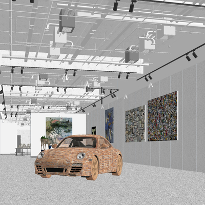  现代画廊展厅su模型 
