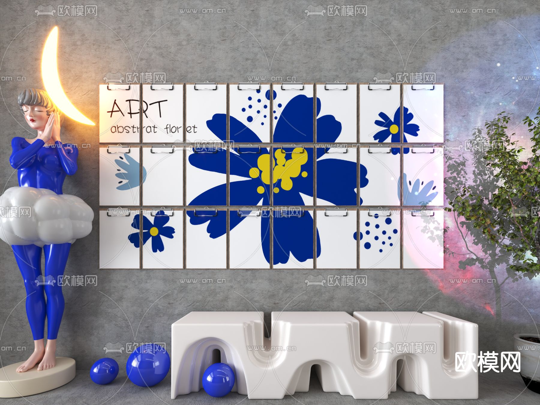 现代网红拍照打卡背景墙3d模型下载_ID12057026_3dmax免费模型-欧模网
