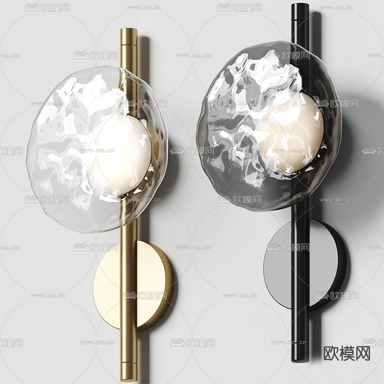 现代轻奢玻璃碗壁灯3d模型下载