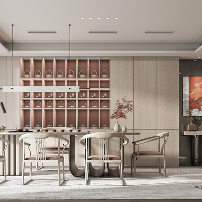 新中式茶室su模型