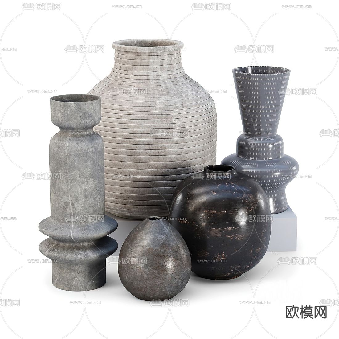 侘寂风陶瓷瓶罐su模型