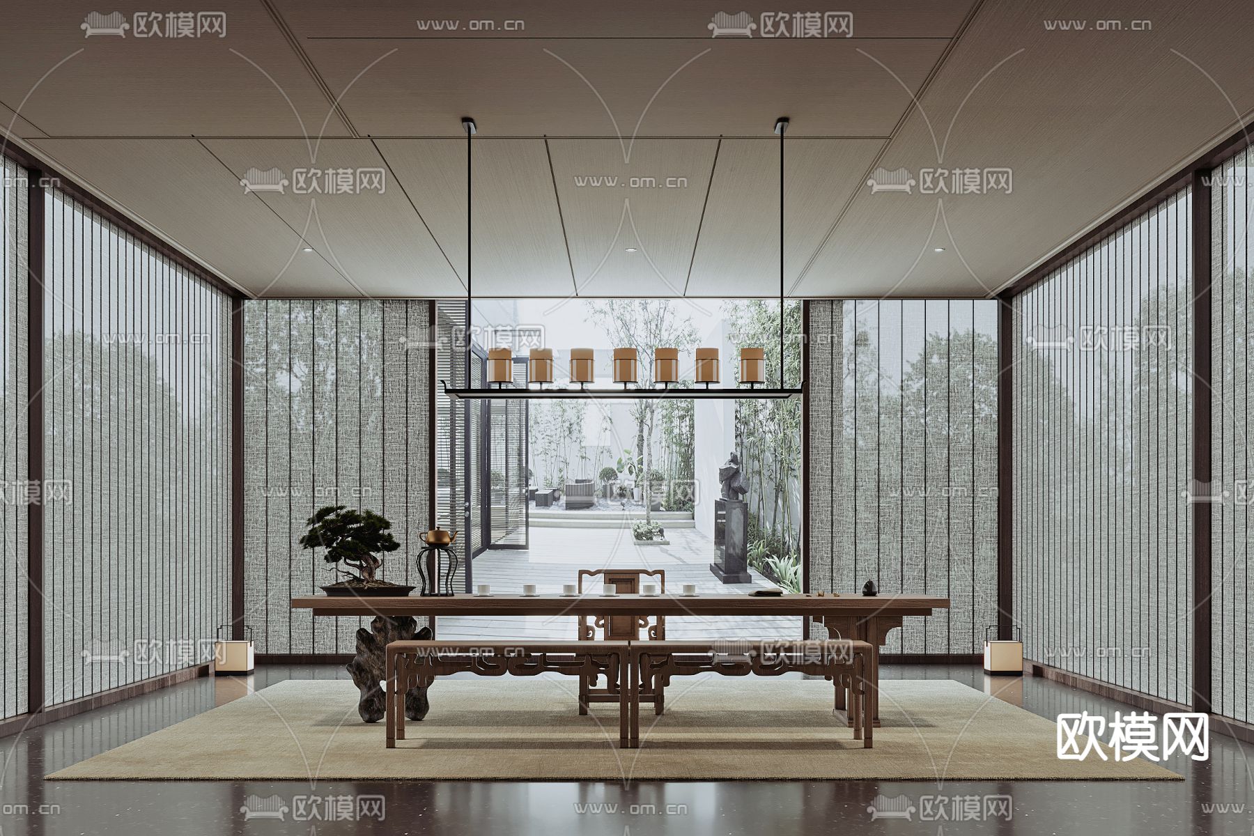 新中式茶室su模型