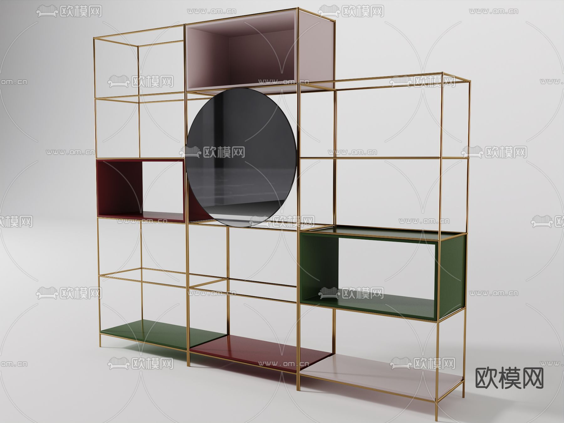 现代轻奢置物架装饰柜3d模型下载（渲染图2）