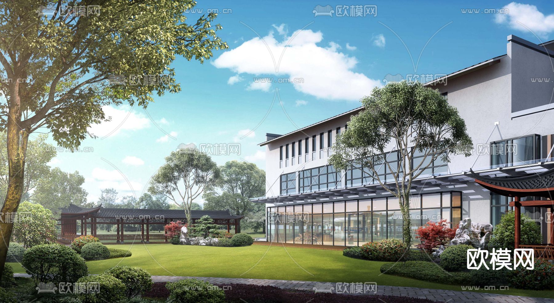 现代公园园林外观景观psd下载_ID12057480_3dmax免费模型-欧模网