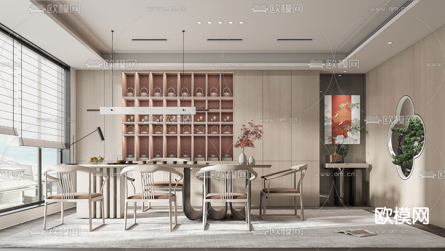 新中式茶室su模型