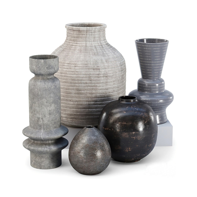  侘寂风陶瓷瓶罐su模型 