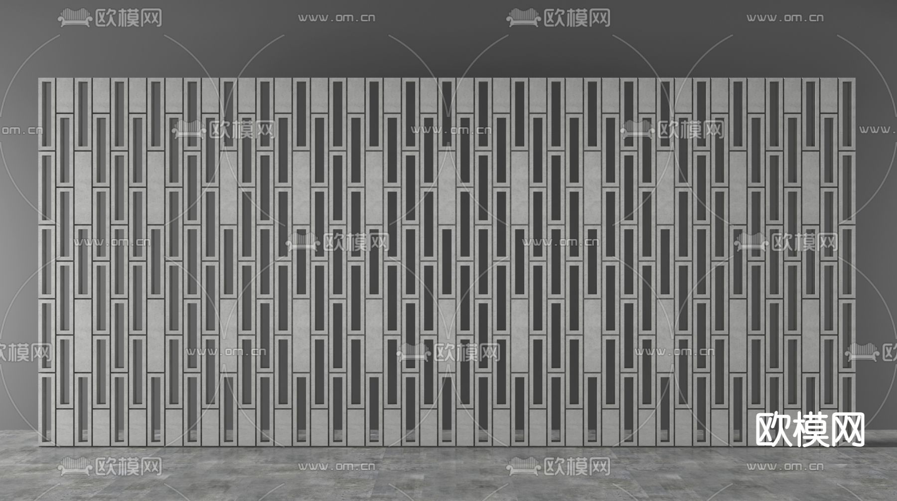 侘寂风水泥空心砖3d模型下载（渲染图3）