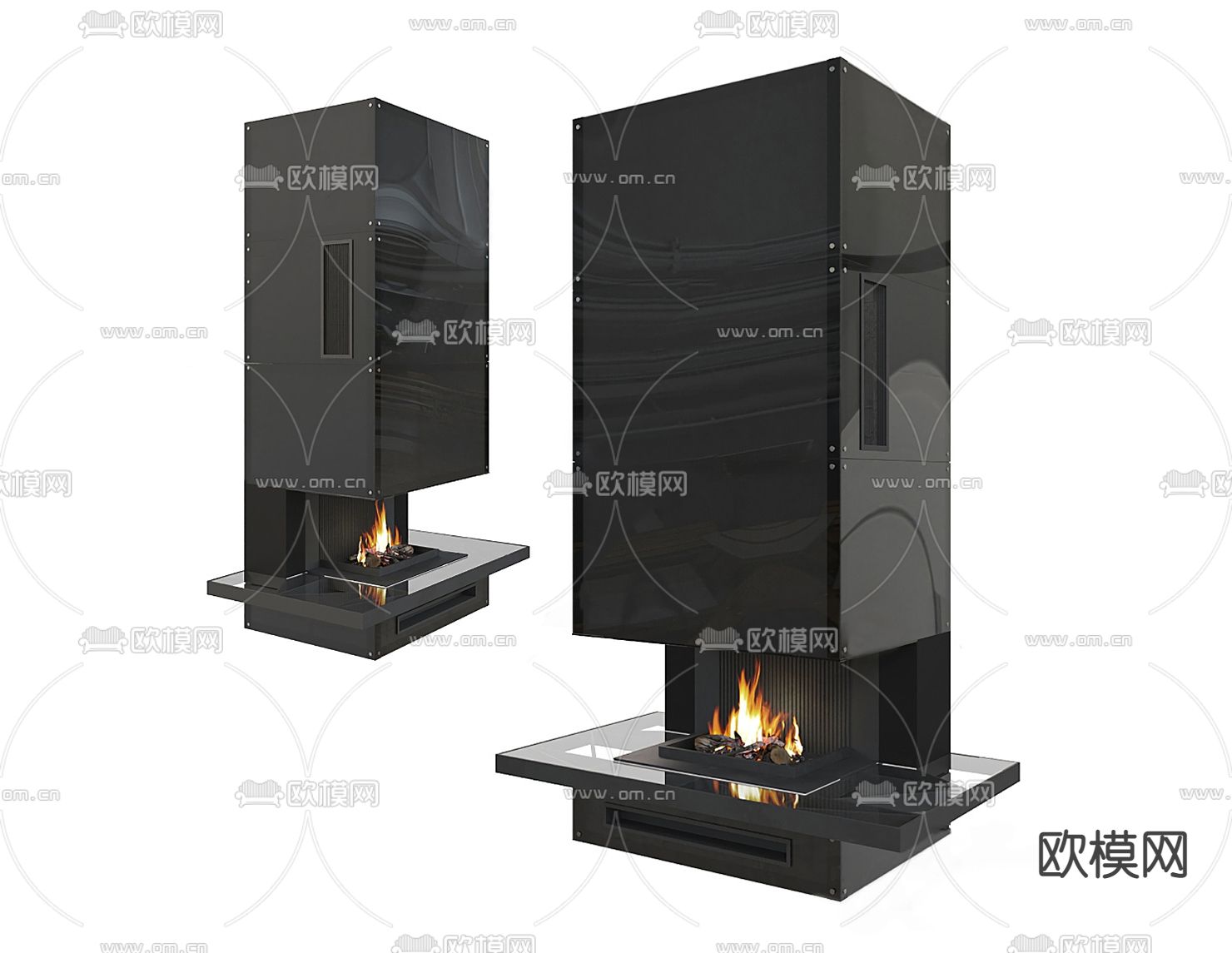 现代壁炉su模型下载（渲染图1）
