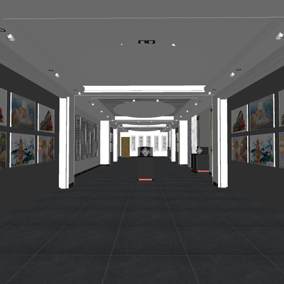 现代画廊展厅su模型 
