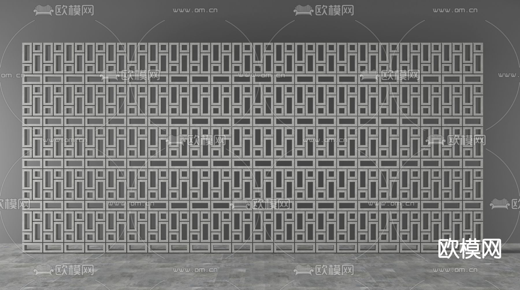 侘寂风水泥空心砖3d模型下载（渲染图4）