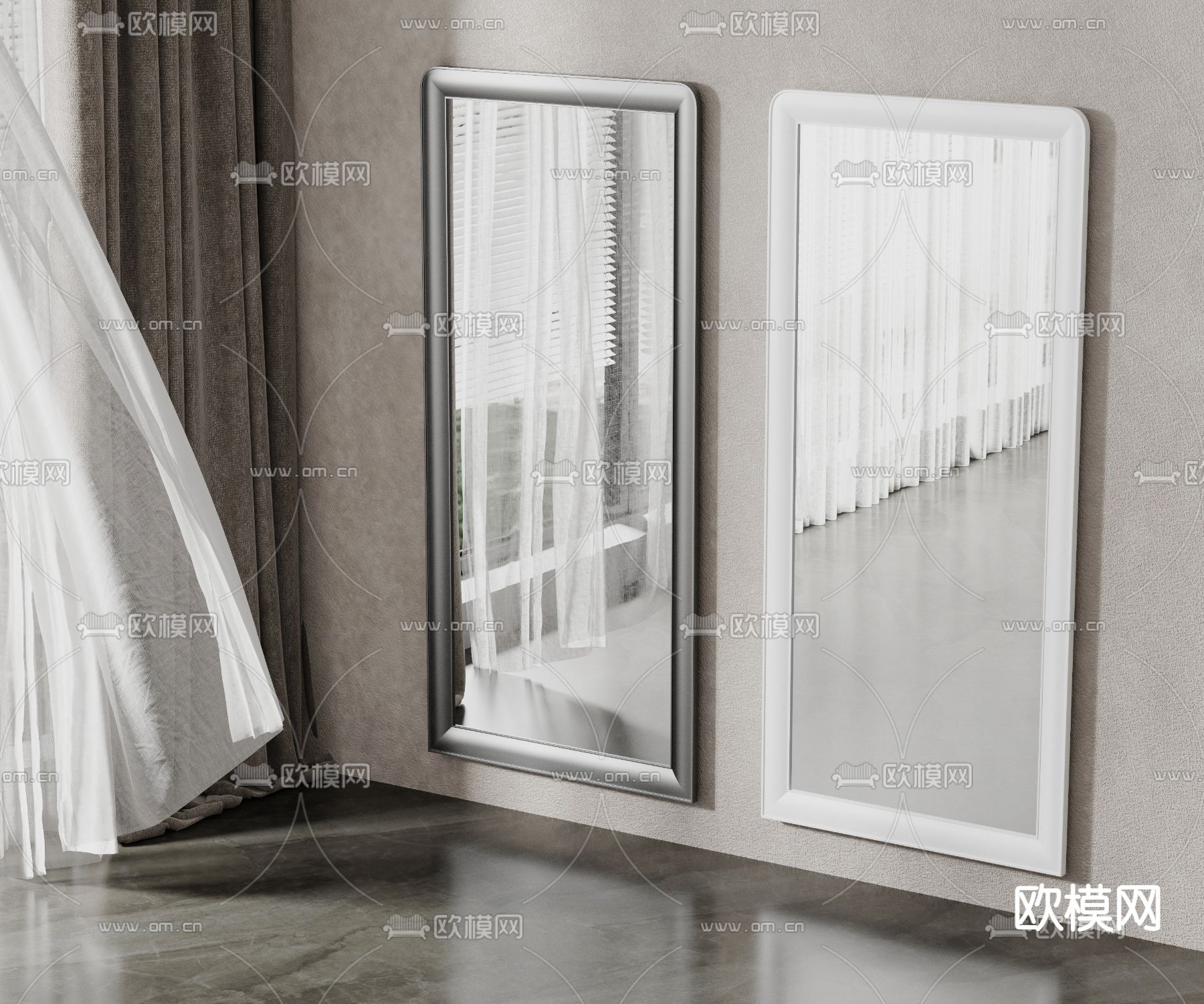 现代简约全身镜镜子3d模型下载