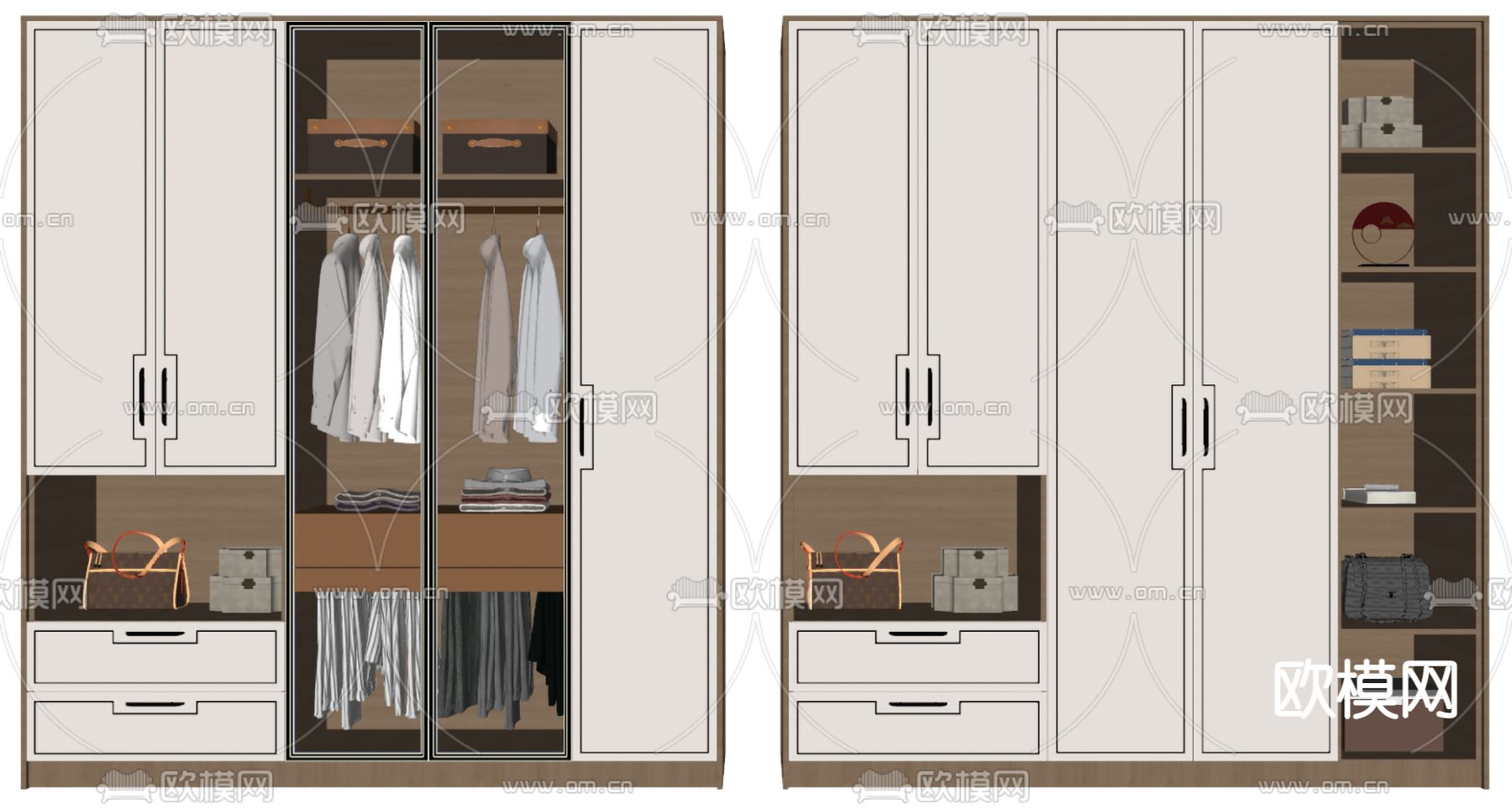新中式衣柜su模型下载（渲染图2）